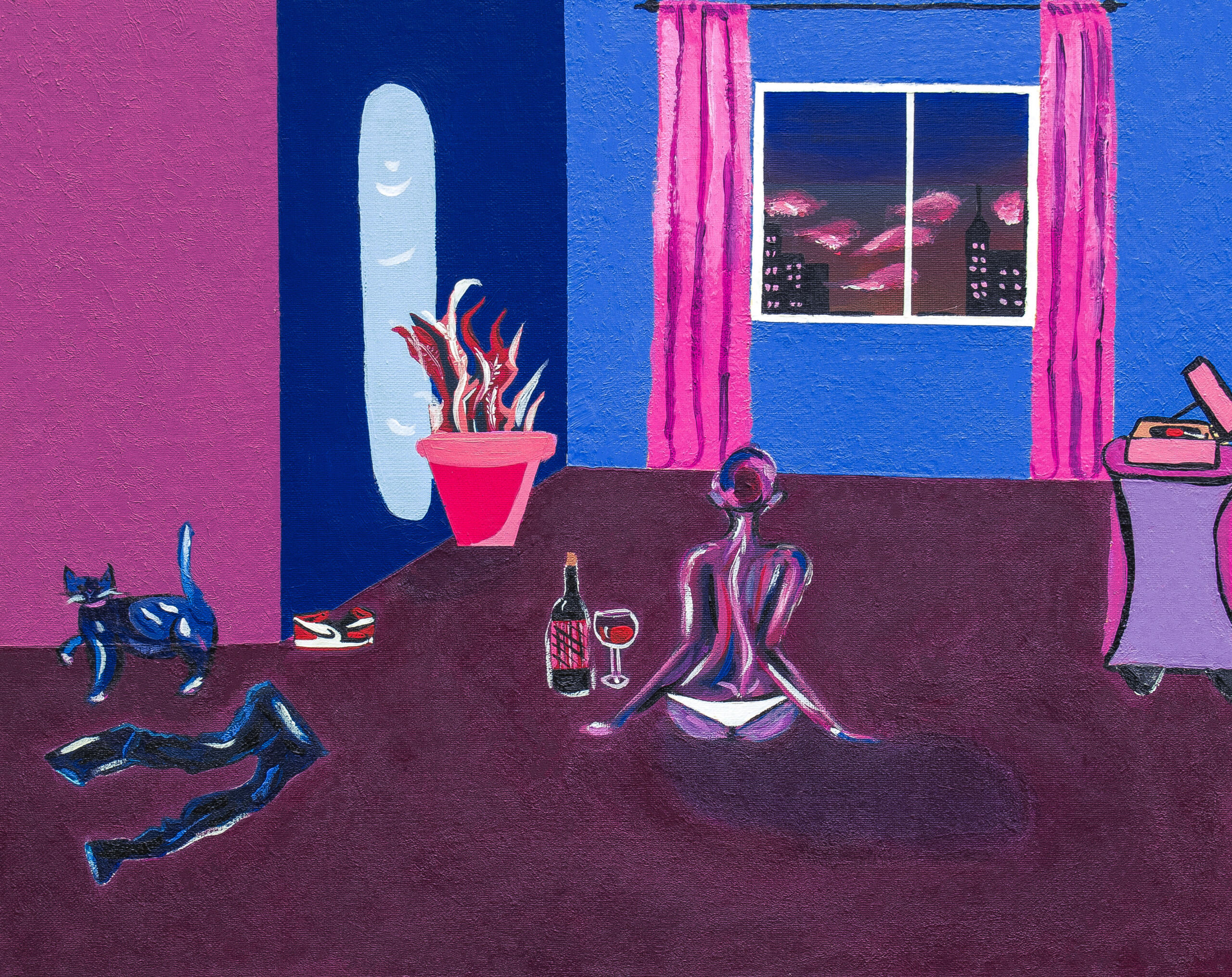 "I'm feeling brown & blue" 16x20in acrylic on canvas