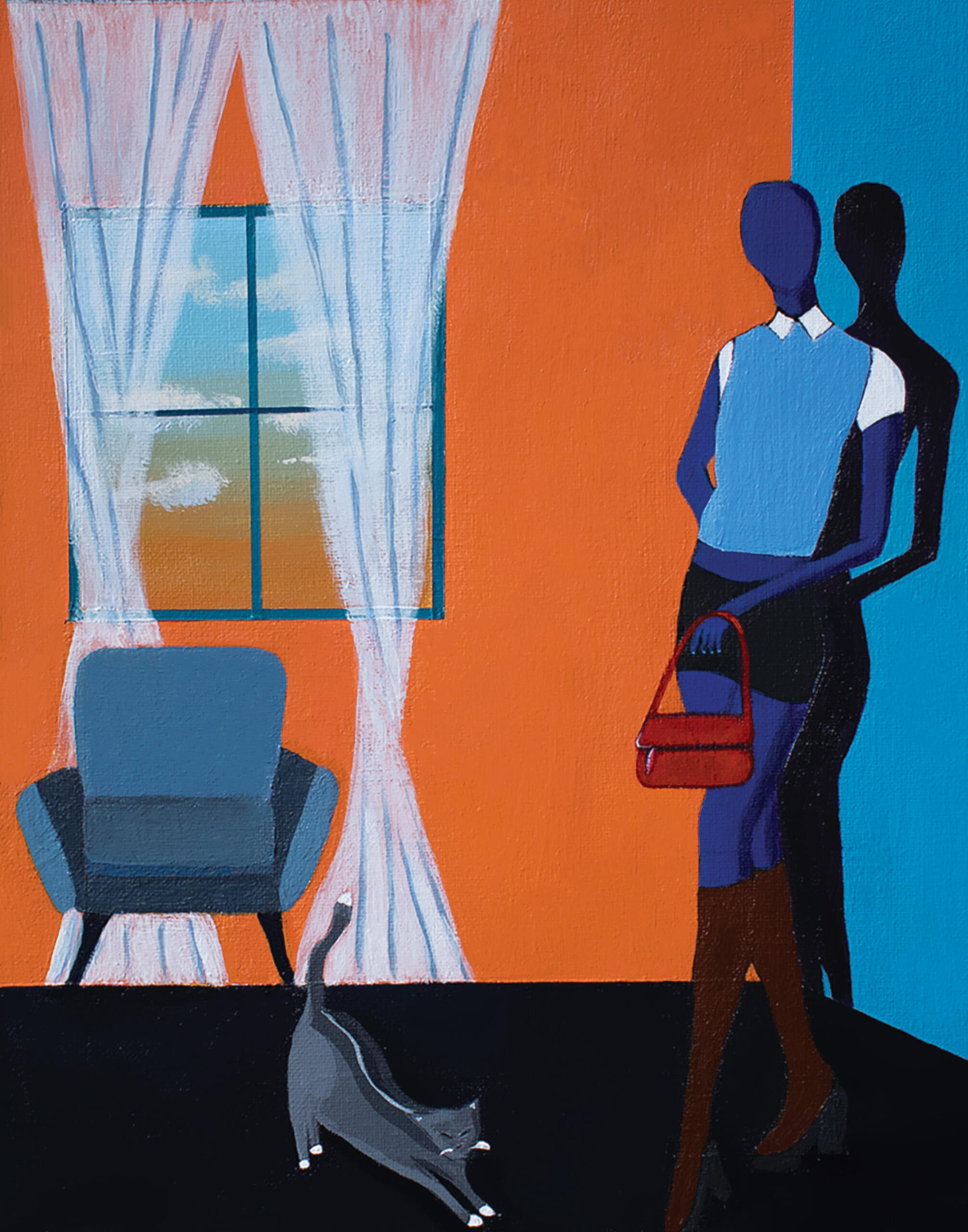 "I'm feeling brown & blue" 16x20in acrylic on canvas