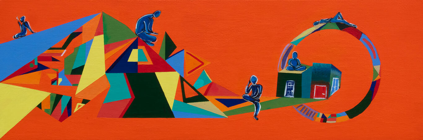 "I'm feeling brown & blue" 16x20in acrylic on canvas