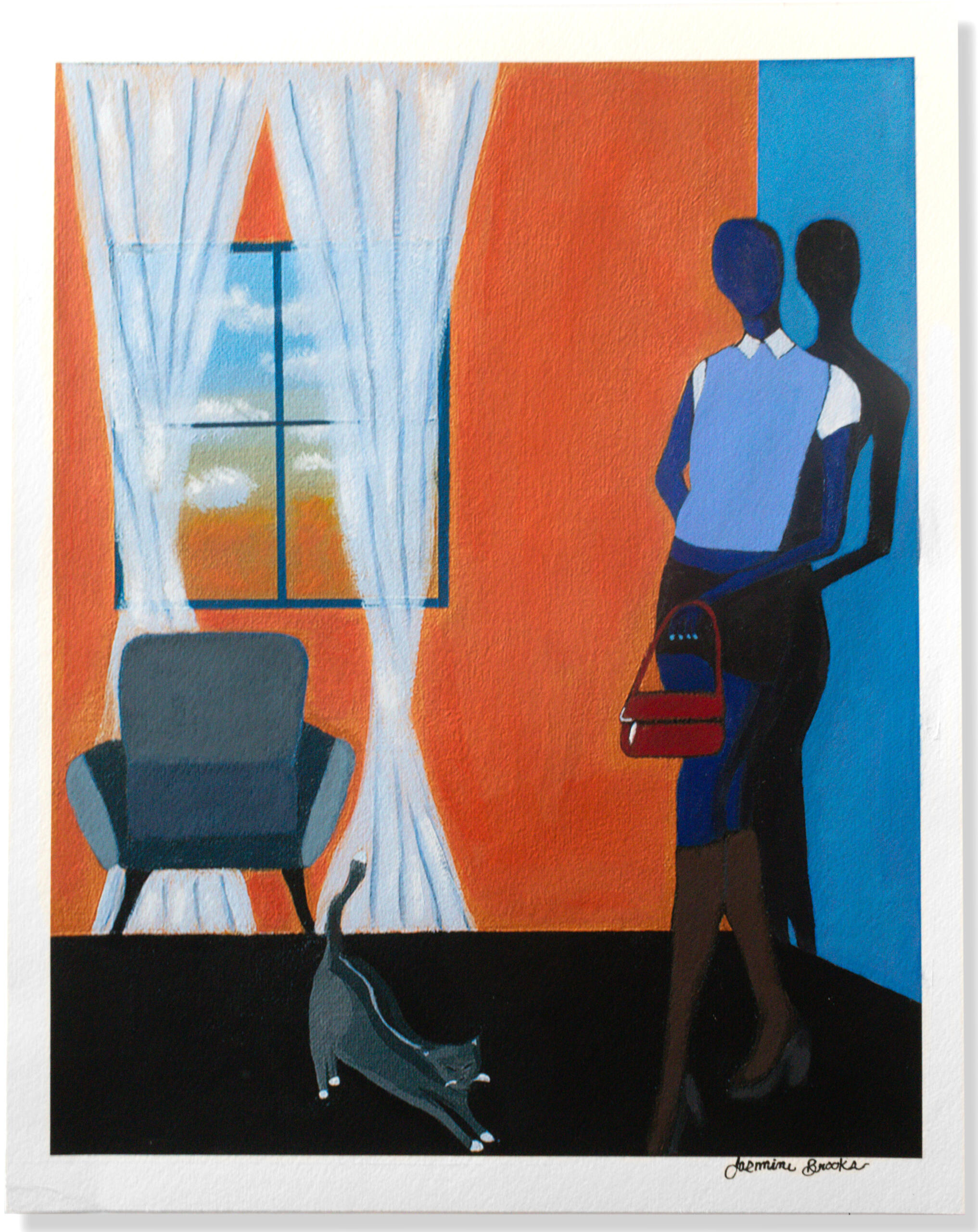 "I'm feeling brown & blue" 16x20in acrylic on canvas