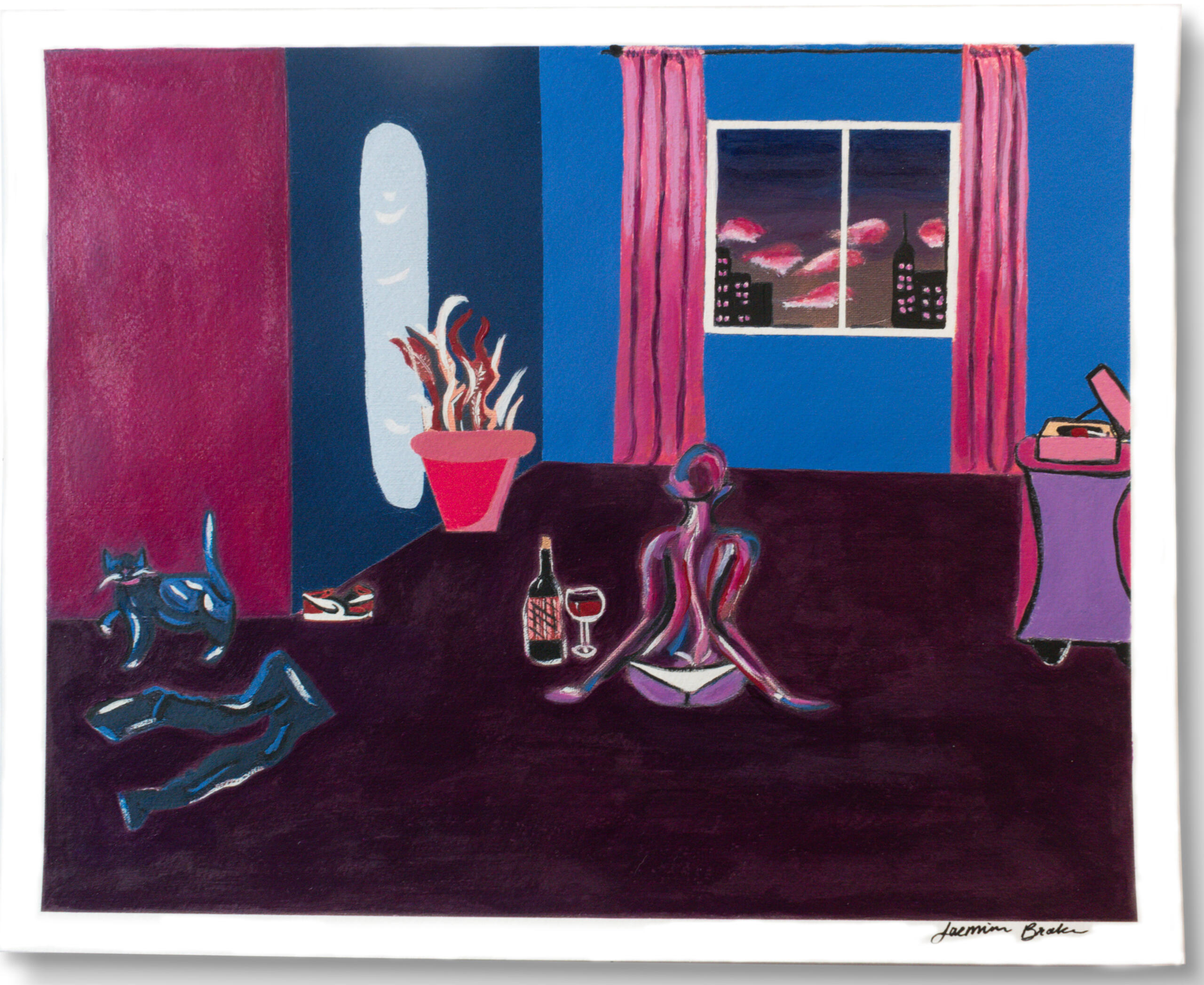 "I'm feeling brown & blue" 16x20in acrylic on canvas