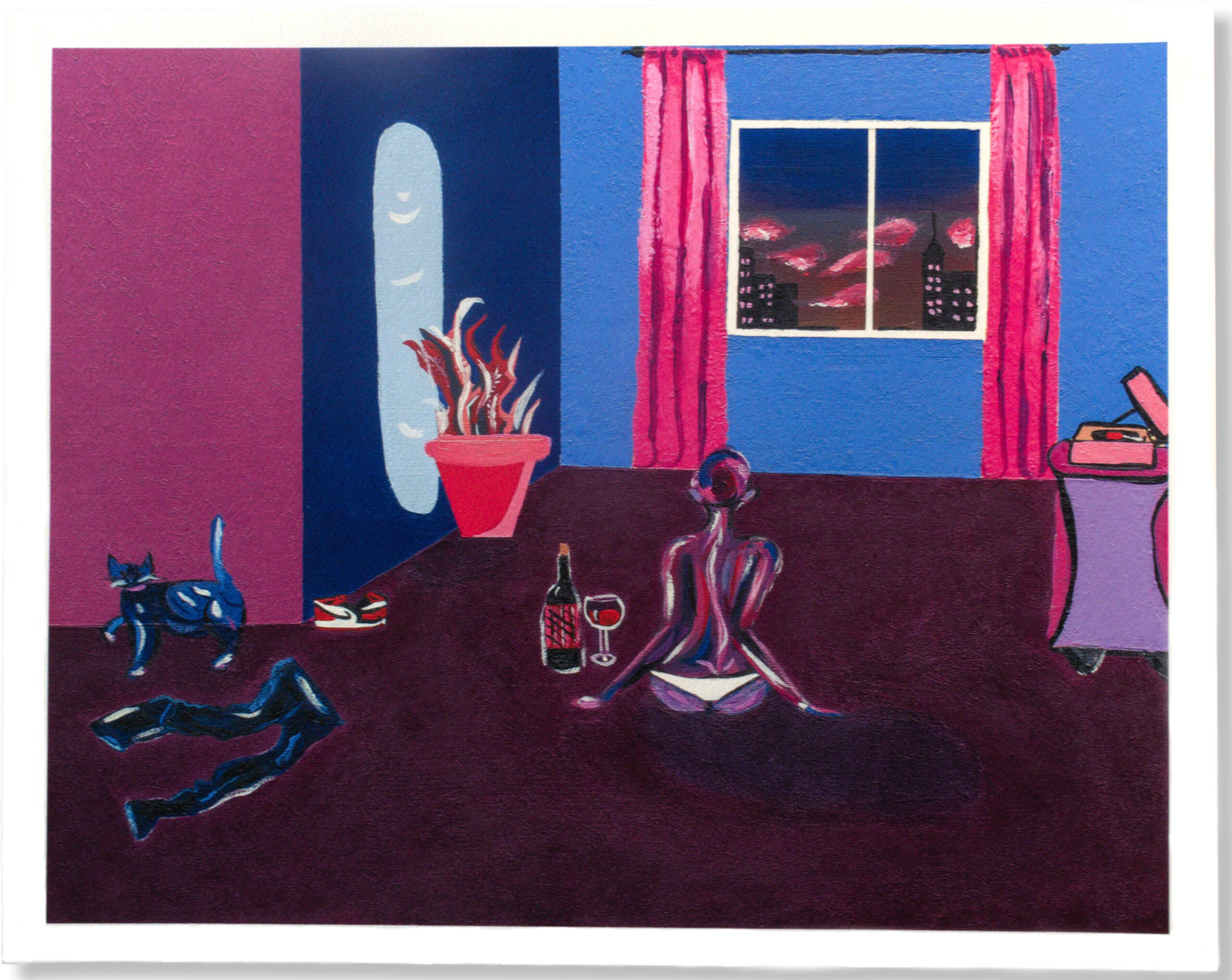 "I'm feeling brown & blue" 16x20in acrylic on canvas